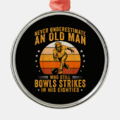 Bowling Opa 80. Geburtstag Ornament Aus Metall (Vorne)