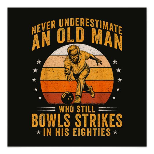 Bowling Opa 80. Geburtstag Poster (Vorderseite)