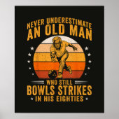 Bowling Opa 80. Geburtstag Poster (Vorne)