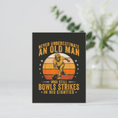 Bowling Opa 80. Geburtstag Postkarte (Stehend Vorderseite)