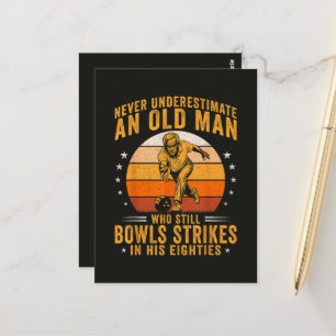 Bowling Opa 80. Geburtstag Postkarte