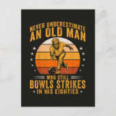 Bowling Opa 80. Geburtstag Postkarte (Vorderseite)