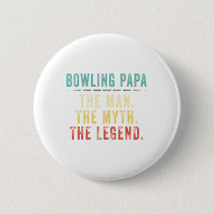 Bowling Papa Fathers Day Gift Button