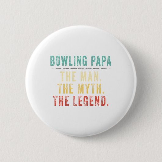 Bowling Papa Fathers Day Gift Button (Vorderseite)