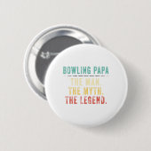 Bowling Papa Fathers Day Gift Button (Vorne & Hinten)