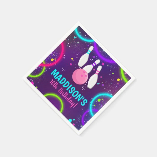 Bowling Paper Napkins Glow Bowling Serviette (Ecke)