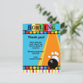 BOWLING PARTY 4x5 Wohnung Vielen Dank Dankeskarte (Stehend Vorderseite)