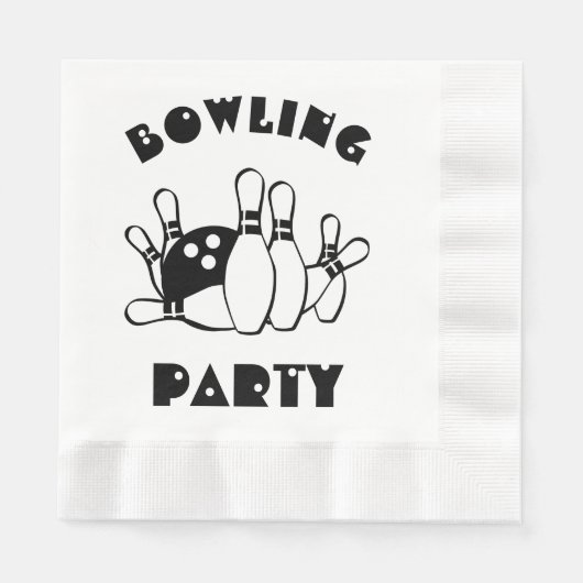 Bowling Party Ball und Buttone Papier Napkin Serviette (Vorderseite)