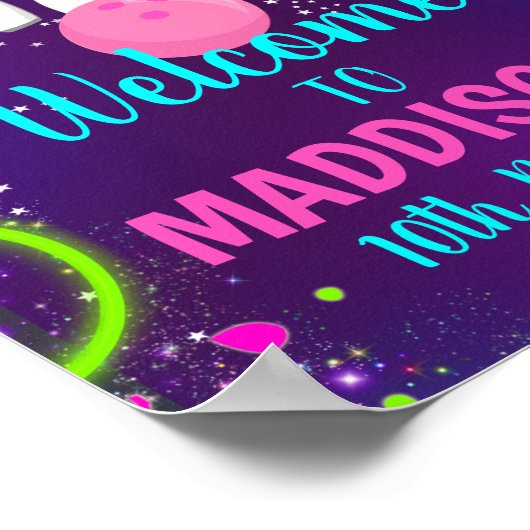 Bowling Party Begrüßung Zehn Button Bowling 8x10" Poster (Ecke)