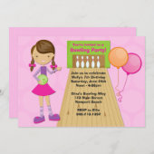 Bowling Party Birthday Einladung für Mädchen (Vorne/Hinten)