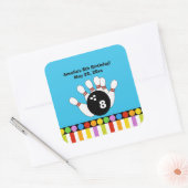 Bowling Party Birthday SQUARE Gefälligkeitsaufkleb Quadratischer Aufkleber (Umschlag)