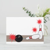 Bowling Party Blank Einladung (Stehend Vorderseite)