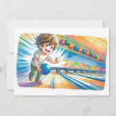 Bowling Party Boy's Anime Birthday Einladung (Vorderseite)