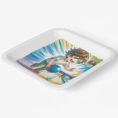 Bowling Party Boy's Anime Birthday Pappteller (Gewinkelt)