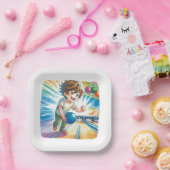 Bowling Party Boy's Anime Birthday Pappteller (Party)