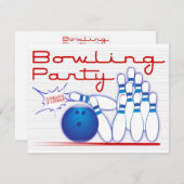 Bowling Party Einladung (Vorne/Hinten)