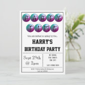 Bowling Party Einladung (Stehend Vorderseite)