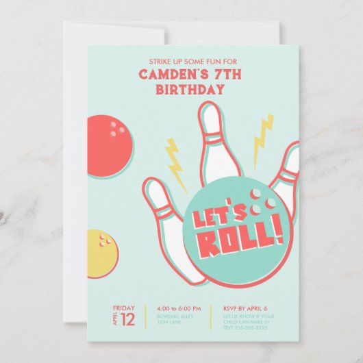 Bowling Party Einladung (Vorderseite)