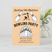 Bowling Party Einladung (Stehend Vorderseite)