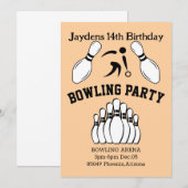 Bowling Party Einladung (Vorne/Hinten)