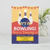 Bowling Party Einladung (Stehend Vorderseite)