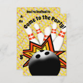 Bowling Party Einladung (Vorne/Hinten)