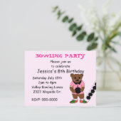 Bowling Party Einladung (Stehend Vorderseite)