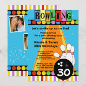 BOWLING PARTY EINLADUNG - 3 FOTOS AUF RÜCKSEITE (Vorne/Hinten)