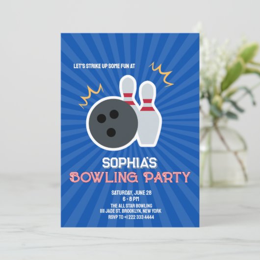 BOWLING PARTY EINLADUNG 4 (Stehend Vorderseite)