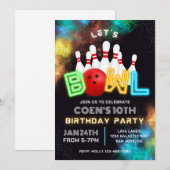 Bowling Party Einladung | Bowling - Aufforderungen (Vorne/Hinten)