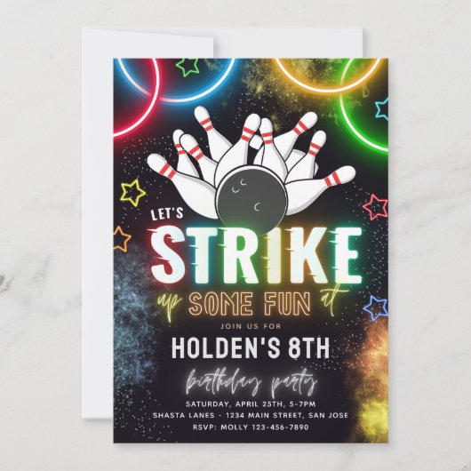 Bowling Party Einladung | Bowling Birthday (Vorderseite)