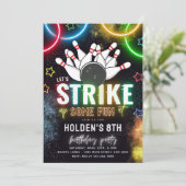 Bowling Party Einladung | Bowling Birthday (Stehend Vorderseite)