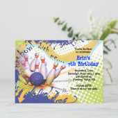 Bowling Party Einladung Happy Birthday Einladung (Stehend Vorderseite)