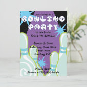 Bowling Party Einladung Happy Birthday Invite Boy (Stehend Vorderseite)