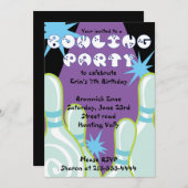 Bowling Party Einladung Happy Birthday Invite Boy (Vorne/Hinten)