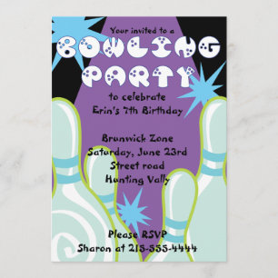 Bowling Party Einladung Happy Birthday Invite Boy