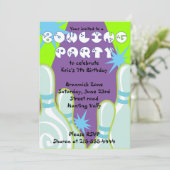 Bowling Party Einladung Happy Birthday Invite Boy (Stehend Vorderseite)