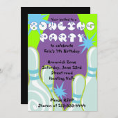 Bowling Party Einladung Happy Birthday Invite Boy (Vorne/Hinten)