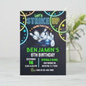 Bowling Party Einladung Jungs machen Spaß (Stehend Vorderseite)