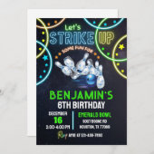 Bowling Party Einladung Jungs machen Spaß (Vorne/Hinten)