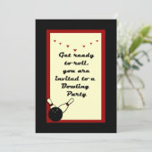 Bowling Party Einladung mit Retrofarbe und Gefühl (Stehend Vorderseite)