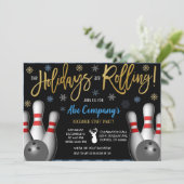 Bowling Party Einladung, Unternehmen Einladung (Stehend Vorderseite)