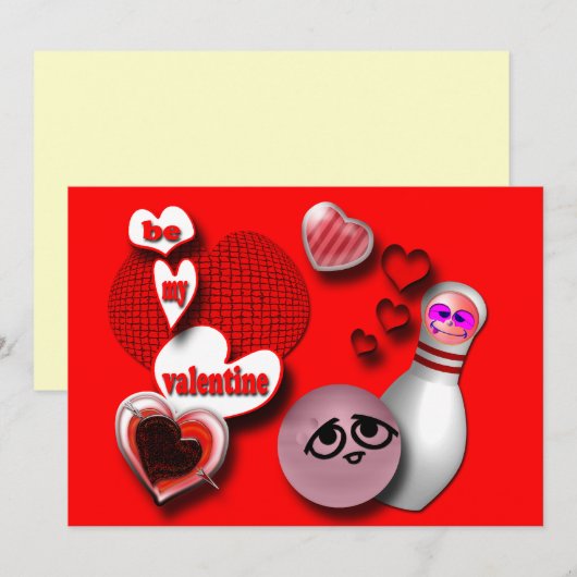 Bowling Party Einladungen (Vorne/Hinten)