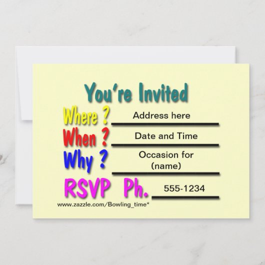Bowling Party Einladungen (Rückseite)