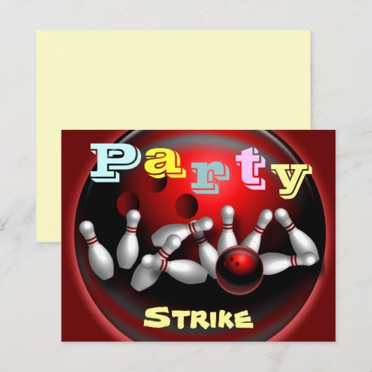 Bowling Party Einladungen (Vorne/Hinten)