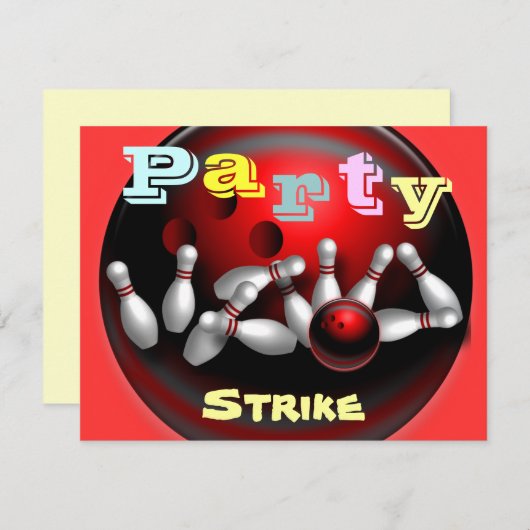 Bowling Party Einladungen (Vorne/Hinten)
