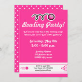 Bowling-Party Einladungen für Mädchen zum Geburtst (Vorne/Hinten)