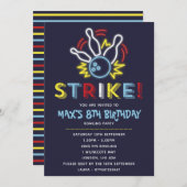 Bowling Party Einladungen zum Geburtstag (Vorne/Hinten)