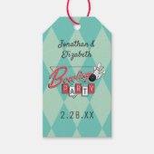 Bowling-Party für Retro-Logos Geschenkanhänger (Vorderseite)