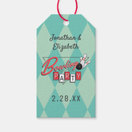 Bowling-Party für Retro-Logos Geschenkanhänger